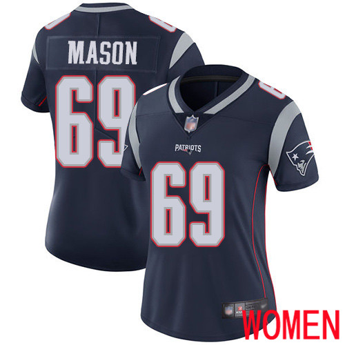New England Patriots Football 69 Vapor Limited Navy Blue Women Shaq Mason Home NFL Jersey